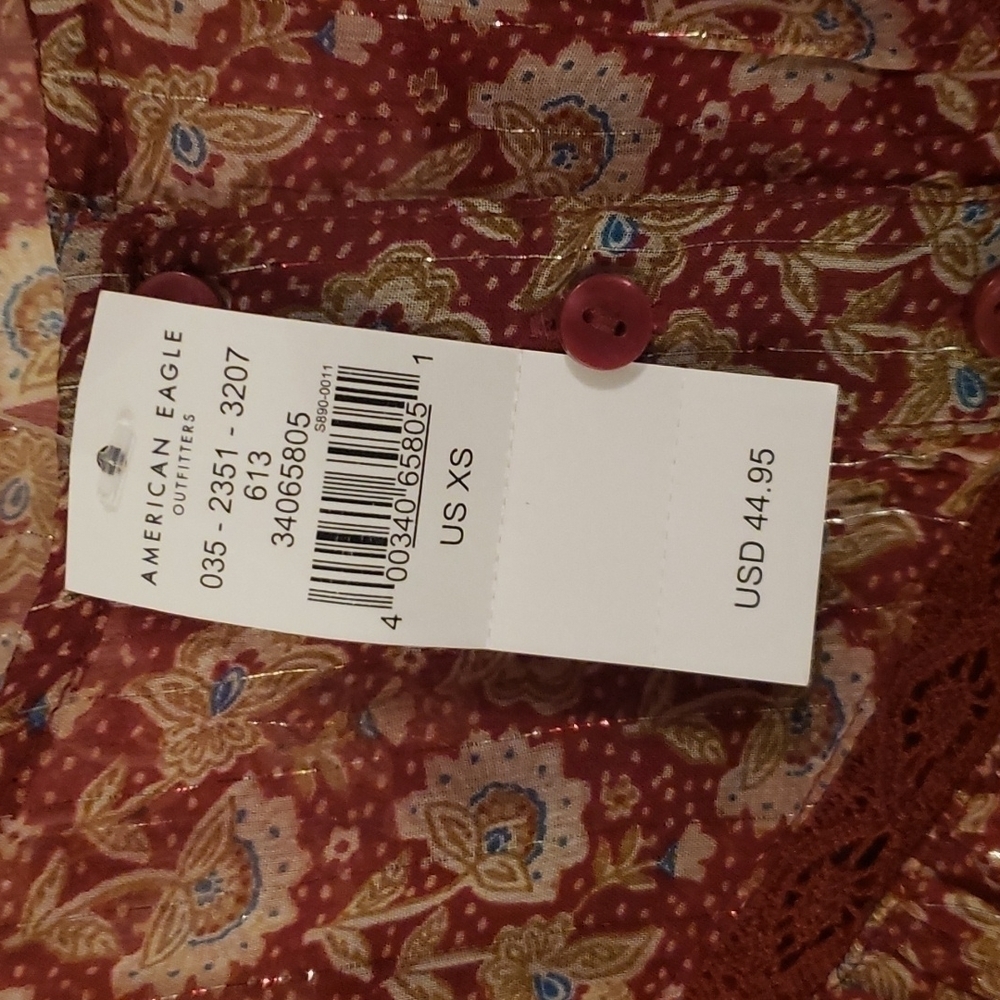 American Eagle Sheer Floral Ruffle Top NWT - Picture 13 of 16